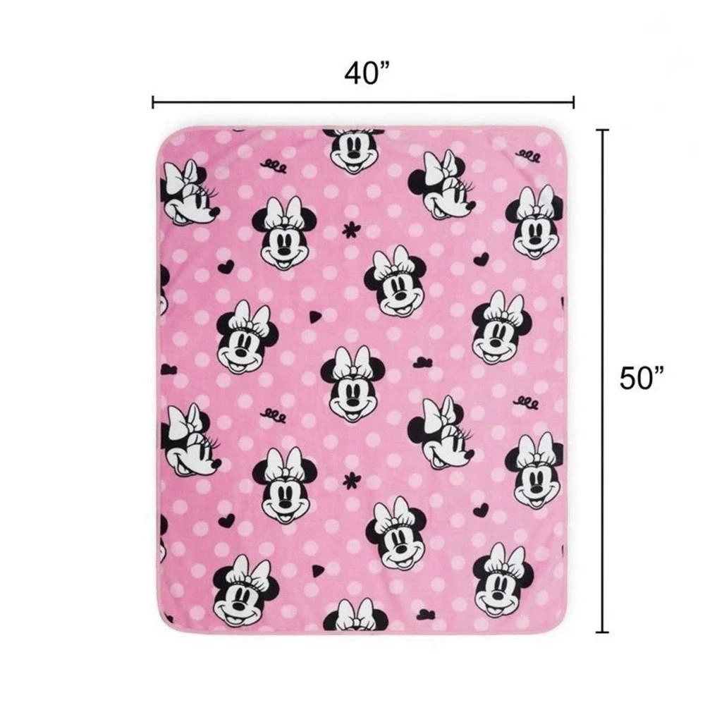 Disney Minnie  Mouse 2 Piece Pillow 10x16 And Throw Set 40x50 New and Cuddly